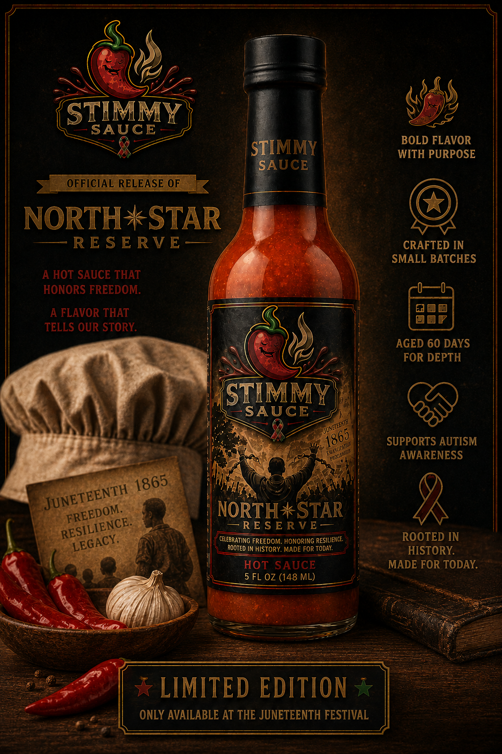 Stimmy Sauce™ North Star Reserve — Emancipation Day Limited Edition (Aged 60 Days)